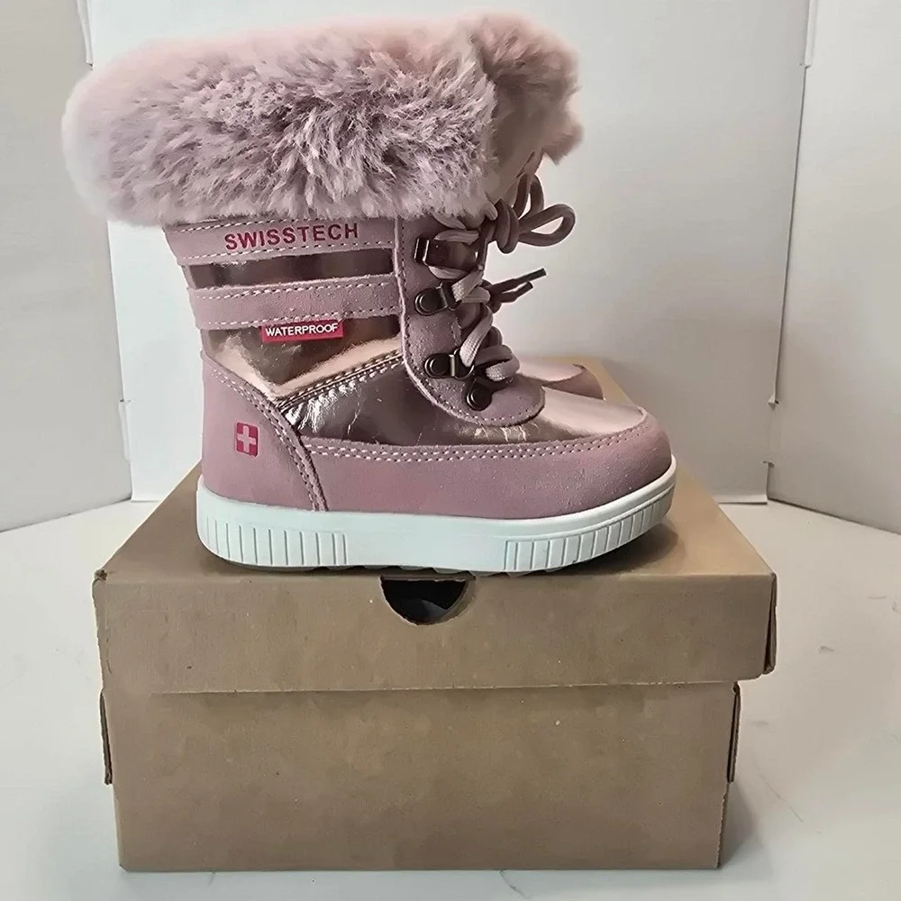 Swiss+Tech Boots Toddler Girls Cold Weather LT PINK Suede Fur 6.5x3